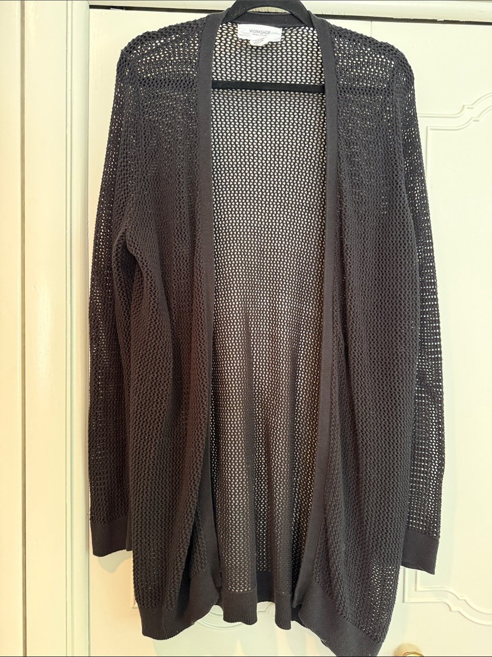 Workshop Republic Clothing Open-Weave Black Cardigan